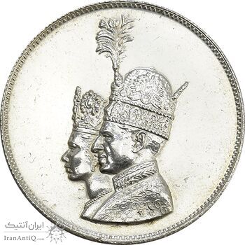 مدال یادبود نقره جشن تاجگذاری 1346 - MS62 - محمد رضا شاه