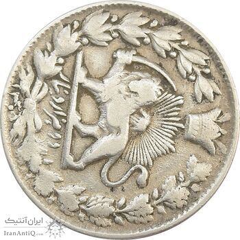 سکه 2000 دینار صاحبقران 1305 (13305) ارور تاریخ - چرخش 90 درجه - ناصرالدین شاه