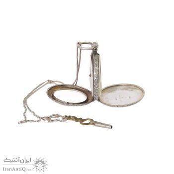 ساعت جیبی نقره قلم زنی قاجاری ساعت جیبی نقره قلم زنی قاجاری
