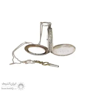 ساعت جیبی نقره قلم زنی قاجاری