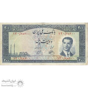 اسکناس 200 ریال 1330 - تک - VF25 - محمد رضا شاه اسکناس 200 ریال 1330 - تک - VF25 - محمد رضا شاه
