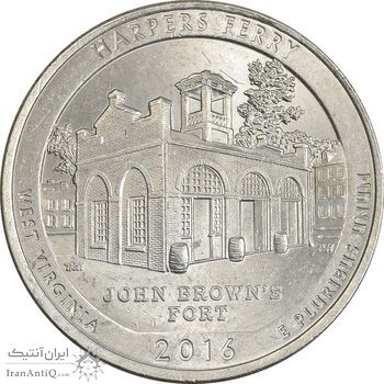 سکه کوارتر دلار 2016P (پارک ملی تاریخی هارپرز فری) - AU58 - آمریکا سکه کوارتر دلار 2016P (پارک ملی تاریخی هارپرز فری) - AU58 - آمریکا