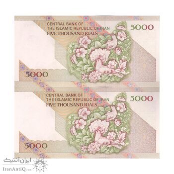 اسکناس 5000 ریال امام (نمازی - نوربخش) فیلیگران نوع 5 - جفت - UNC63 - جمهوری اسلامی