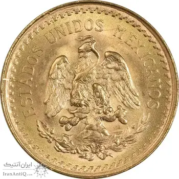 سکه 2-1/2 پزو نشان قدیم مکزیک 1945 (طلا) - MS63 - مکزیک