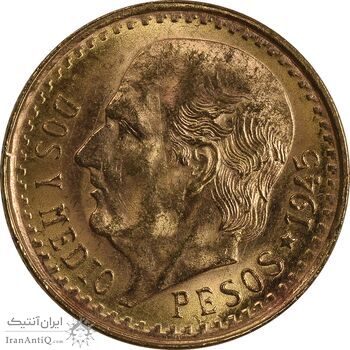 سکه 2-1/2 پزو نشان قدیم مکزیک 1945 (طلا) - MS63 - مکزیک