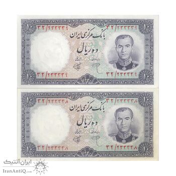 اسکناس 10 ریال 1340 - جفت - UNC62 - محمد رضا شاه اسکناس 10 ریال 1340 - جفت - UNC62 - محمد رضا شاه