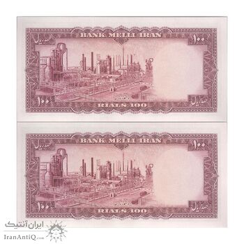 اسکناس 100 ریال 1333 - جفت - UNC63 - محمد رضا شاه