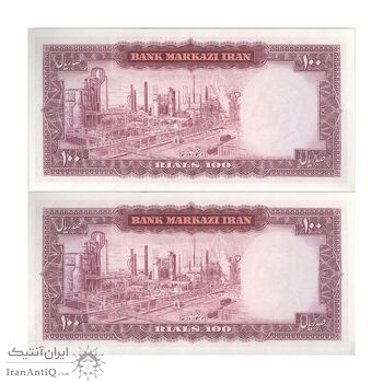 اسکناس 100 ریال 1342 - جفت - UNC63 - محمد رضا شاه