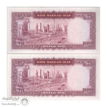 اسکناس 100 ریال 1342 - جفت - UNC63 - محمد رضا شاه اسکناس 100 ریال 1342 - جفت - UNC63 - محمد رضا شاه