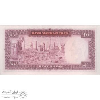 اسکناس 100 ریال (آموزگار - جهانشاهی) - تک - UNC63 - محمد رضا شاه