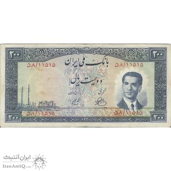 اسکناس 200 ریال 1330 - تک - VF25 - محمد رضا شاه