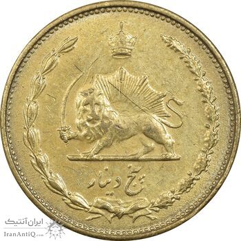 سکه 5 دینار 1318 برنز - AU50 - رضا شاه
