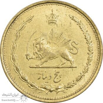 سکه 5 دینار 1319 برنز - MS63 - رضا شاه