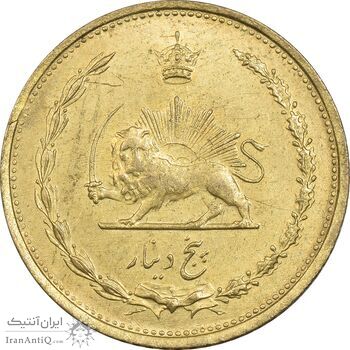 سکه 5 دینار 1319 برنز - MS63 - رضا شاه