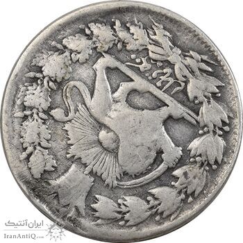 سکه 500 دینار خطی (سورشارژ روی یک تومان) - VF - مظفرالدین شاه