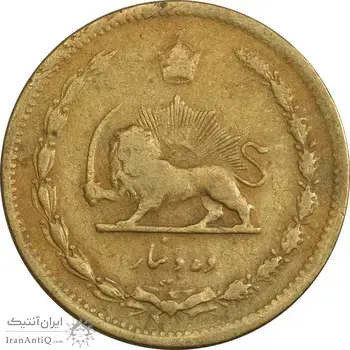 سکه 10 دینار 1317 برنز - VF30 - رضا شاه