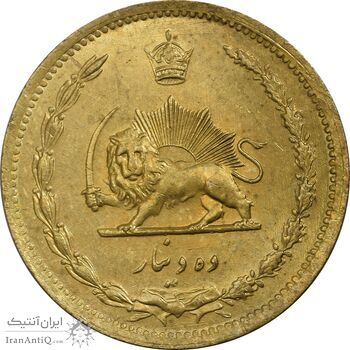 سکه 10 دینار 1318 برنز - MS64 - رضا شاه