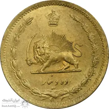 سکه 10 دینار 1318 برنز - MS64 - رضا شاه