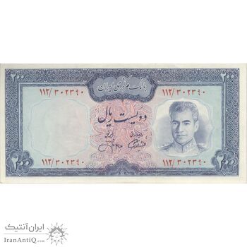 اسکناس 200 ریال (آموزگار - جهانشاهی) - تک - AU50 - محمد رضا شاه