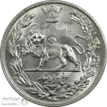 سکه 5000 دینار 1306L تصویری - MS63 - رضا شاه