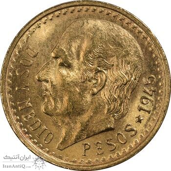 سکه 2-1/2 پزو نشان قدیم مکزیک 1945 (طلا) - MS63 - مکزیک