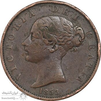 سکه 1 فارتینگ 1853 ویکتوریا - VF25 - انگلستان