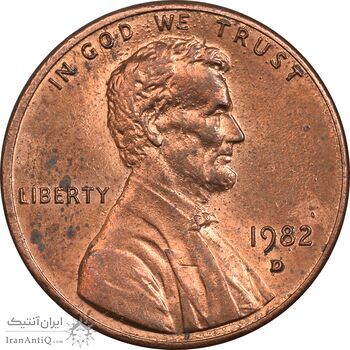 سکه 1 سنت 1982D لینکلن - MS61 - آمریکا