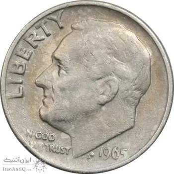 سکه 1 دایم 1965 روزولت - EF40 - آمریکا