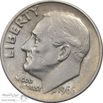 سکه 1 دایم 1966 روزولت - EF40 - آمریکا