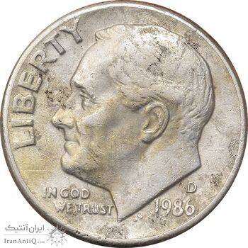 سکه 1 دایم 1986D روزولت - VF35 - آمریکا