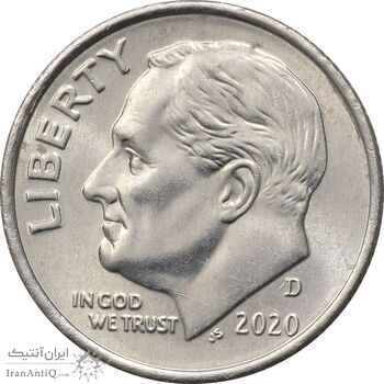 سکه 1 دایم 2020D روزولت - AU58 - آمریکا سکه 1 دایم 2020D روزولت - AU58 - آمریکا