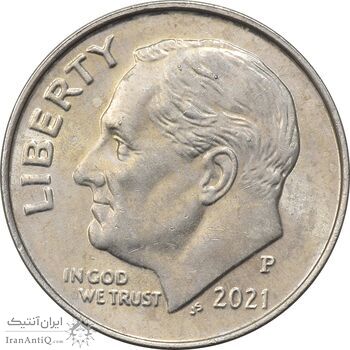 سکه 1 دایم 2021P روزولت - AU55 - آمریکا