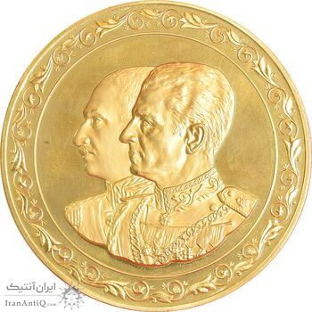 مدال طلا 150 گرمی صدمین سالگرد زادروز رضاشاه 2536 (با جعبه فابریک) - PF63 - محمد رضا شاه