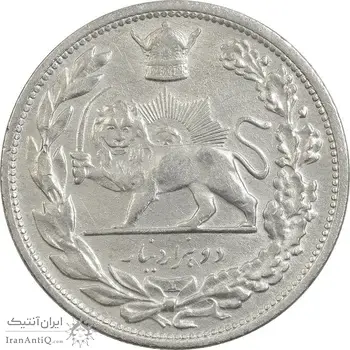 سکه 2000 دینار 1306L تصویری - EF45 - رضا شاه