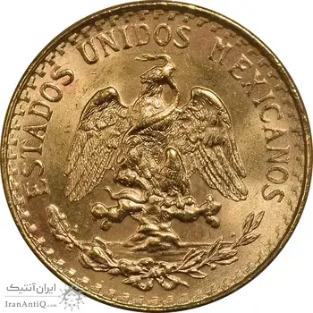 سکه 2 پزو نشان قدیم مکزیک 1945 (طلا) - MS64 - مکزیک