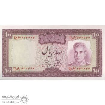 اسکناس 100 ریال (آموزگار - جهانشاهی) - تک - UNC63 - محمد رضا شاه