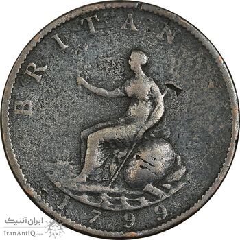 سکه نیم پنی 1799 جرج سوم - VF25 - انگلستان