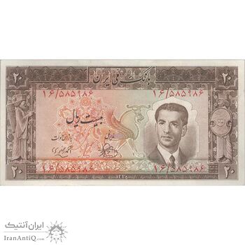 اسکناس 20 ریال 1330 - تک - AU58 - محمد رضا شاه