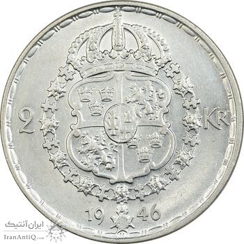 سکه 2 کرون 1946 گوستاو پنجم - AU58 - سوئد