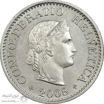 سکه 10 راپن 2008 دولت فدرال - AU55 - سوئیس