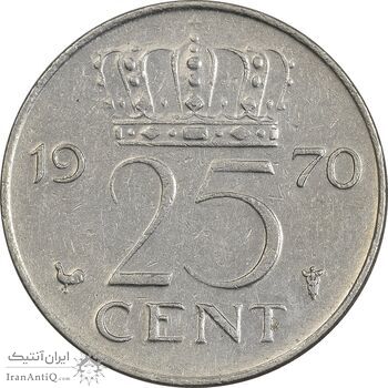 سکه 25 سنت 1970 یولیانا - EF45 - هلند