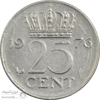 سکه 25 سنت 1976 یولیانا - EF45 - هلند