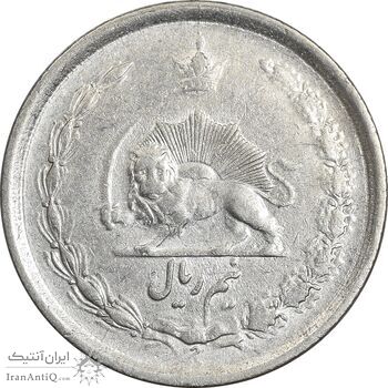 سکه نیم ریال 1313 - 3 تاریخ بزرگ پایین - EF40 - رضا شاه