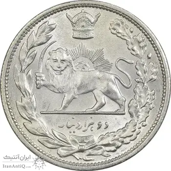 سکه 2000 دینار 1306L تصویری - MS62 - رضا شاه