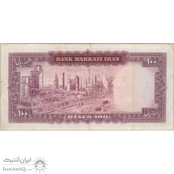 اسکناس 100 ریال (آموزگار - سمیعی) نوشته قرمز - تک - VF25 - محمد رضا شاه