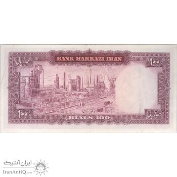 اسکناس 100 ریال (آموزگار - فرمان فرماییان) نوشته قرمز - تک - EF45 - محمد رضا شاه