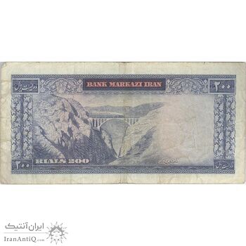 اسکناس 200 ریال (آموزگار - سمیعی) نوشته سیاه - تک - VF30 - محمد رضا شاه