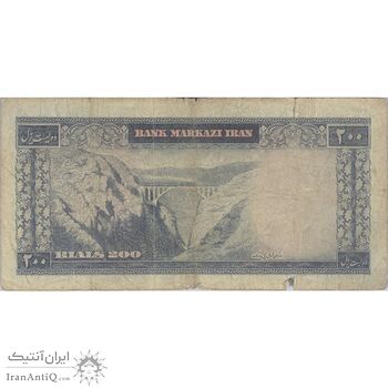 اسکناس 200 ریال (آموزگار - سمیعی) نوشته قرمز - تک - VF20 - محمد رضا شاه