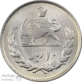 سکه 10 ریال 1352 (عددی) - AU58 - محمد رضا شاه