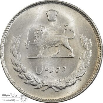 سکه 10 ریال 1349 - MS62 - محمد رضا شاه سکه 10 ریال 1349 - MS62 - محمد رضا شاه